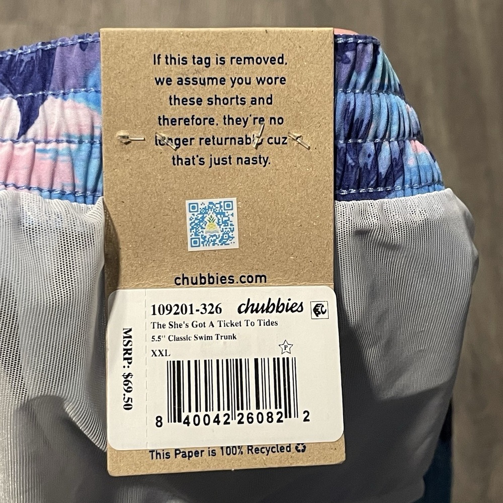 Chubbies Swim Trunks 5.5" Men's 2XL Ticket To Tides Beach Palm Boats Mesh Lined - Picture 7 of 7
